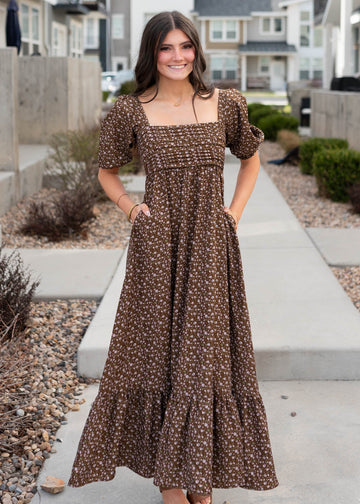 Ellie Brown Floral Ruffled Dress