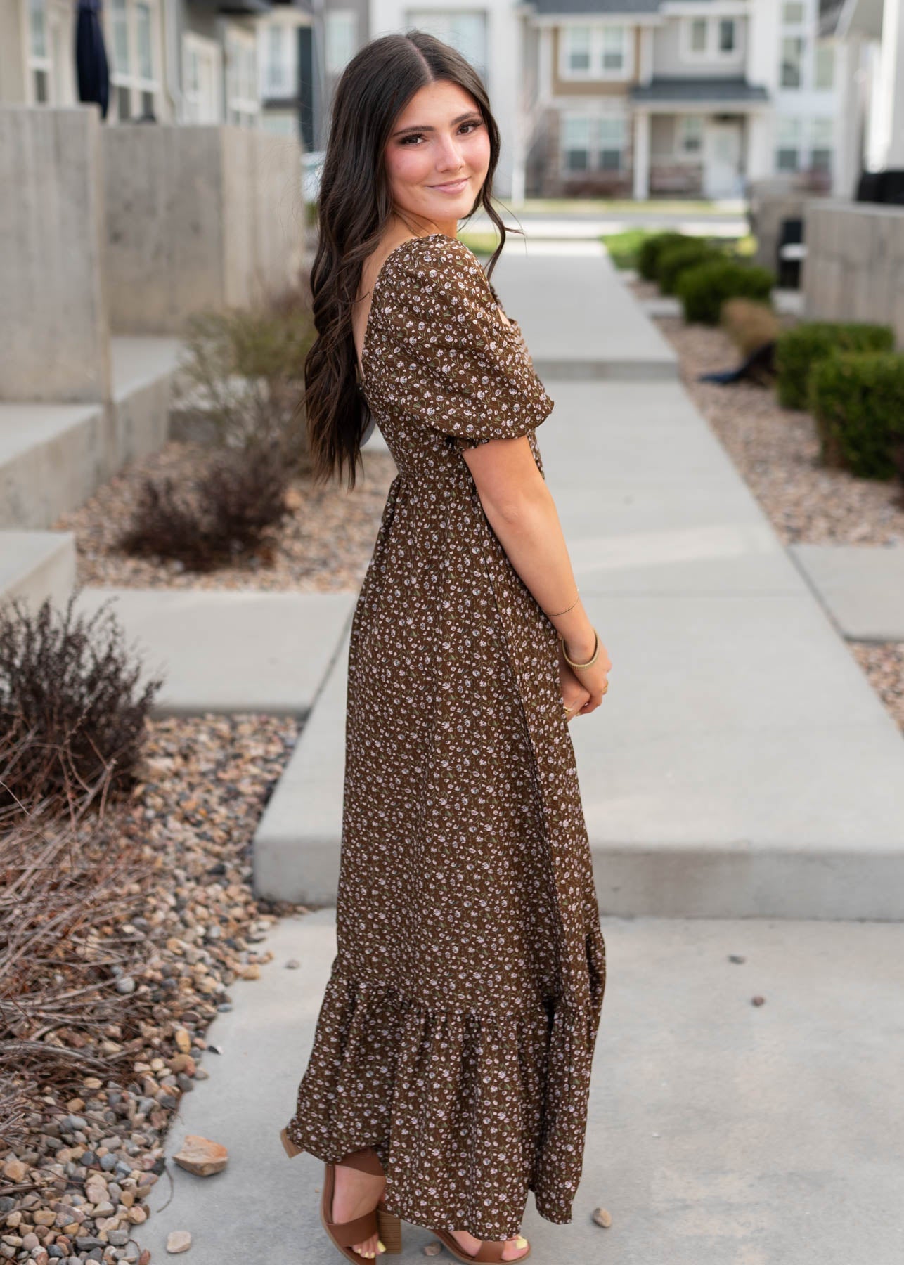 Ellie Brown Floral Ruffled Dress