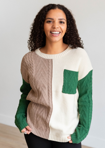 Elvie Green Colorblock Sweater