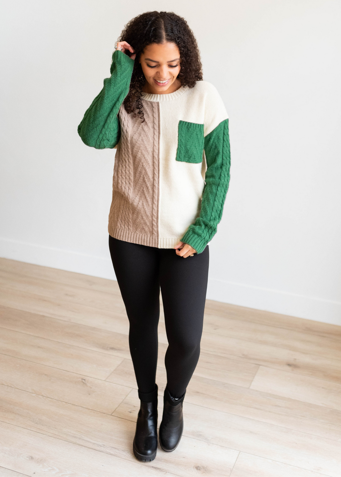 Elvie Green Colorblock Sweater