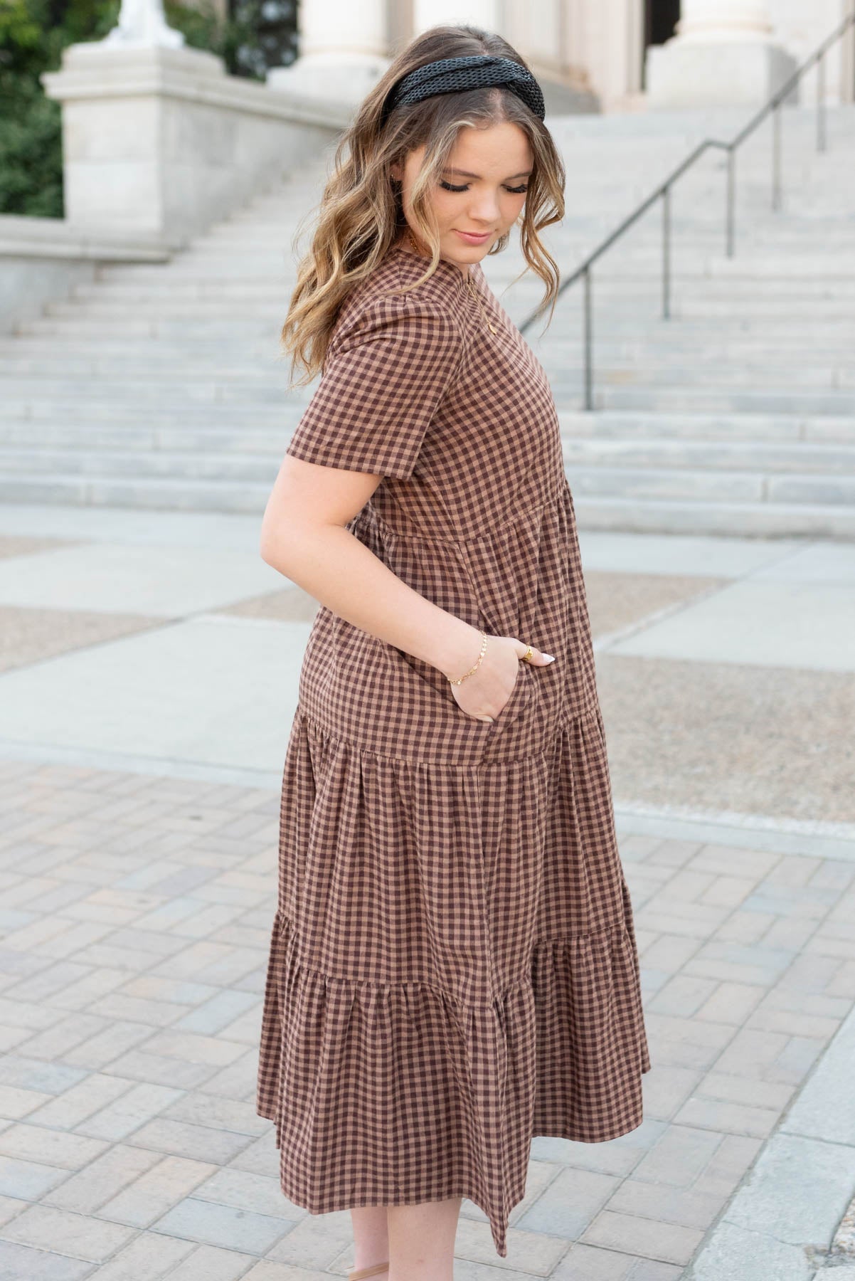 Emely Brown Gingham Dress