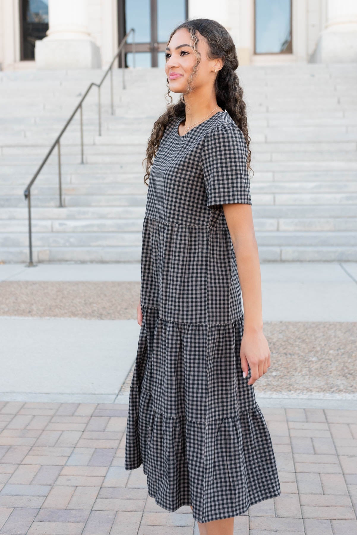 Emely Charcoal Gingham Dress