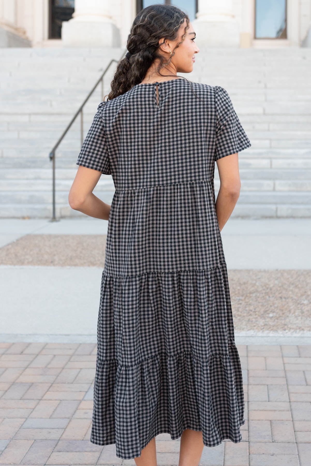 Emely Charcoal Gingham Dress