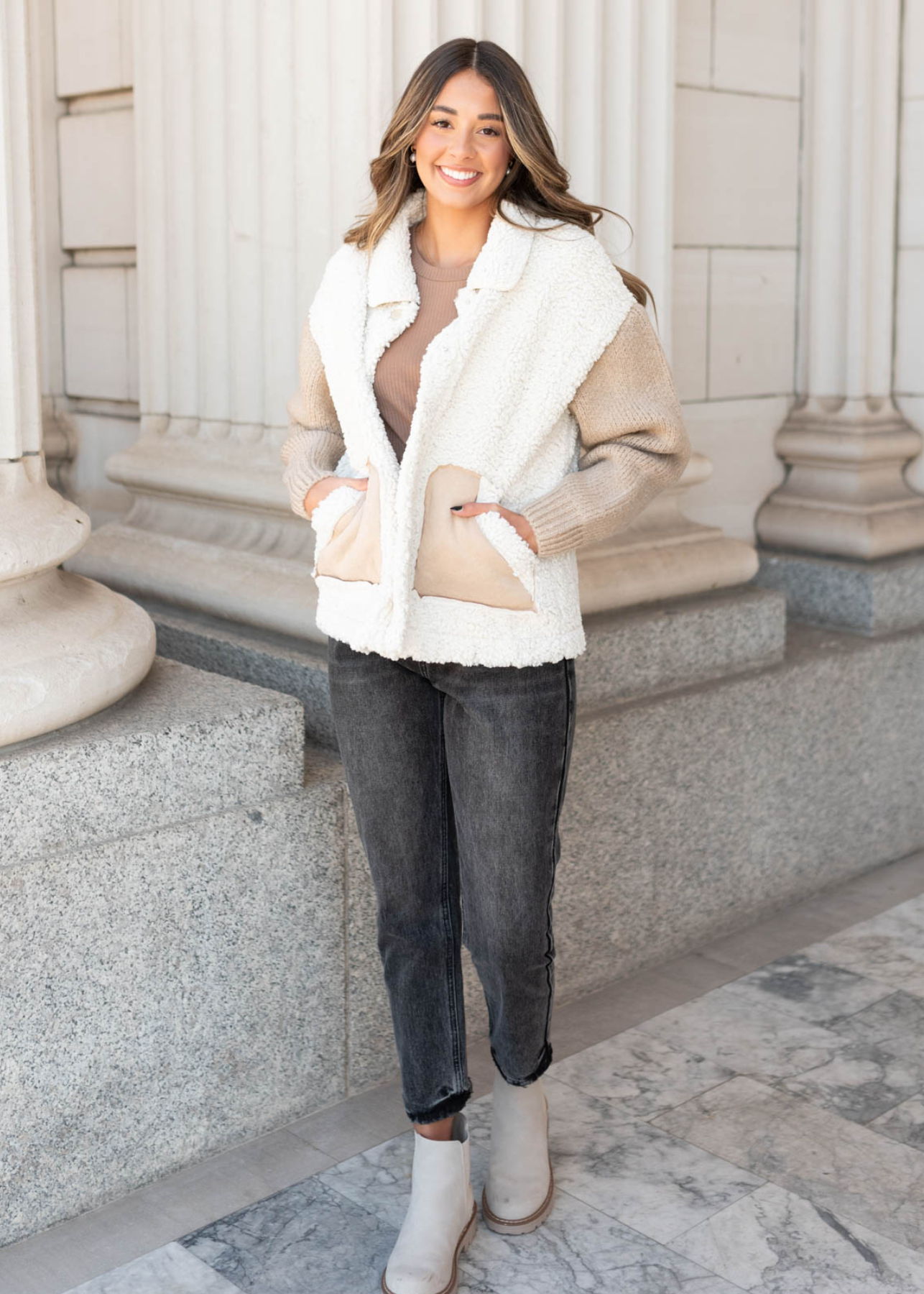 Emmelle Taupe Fur Sueded Jacket