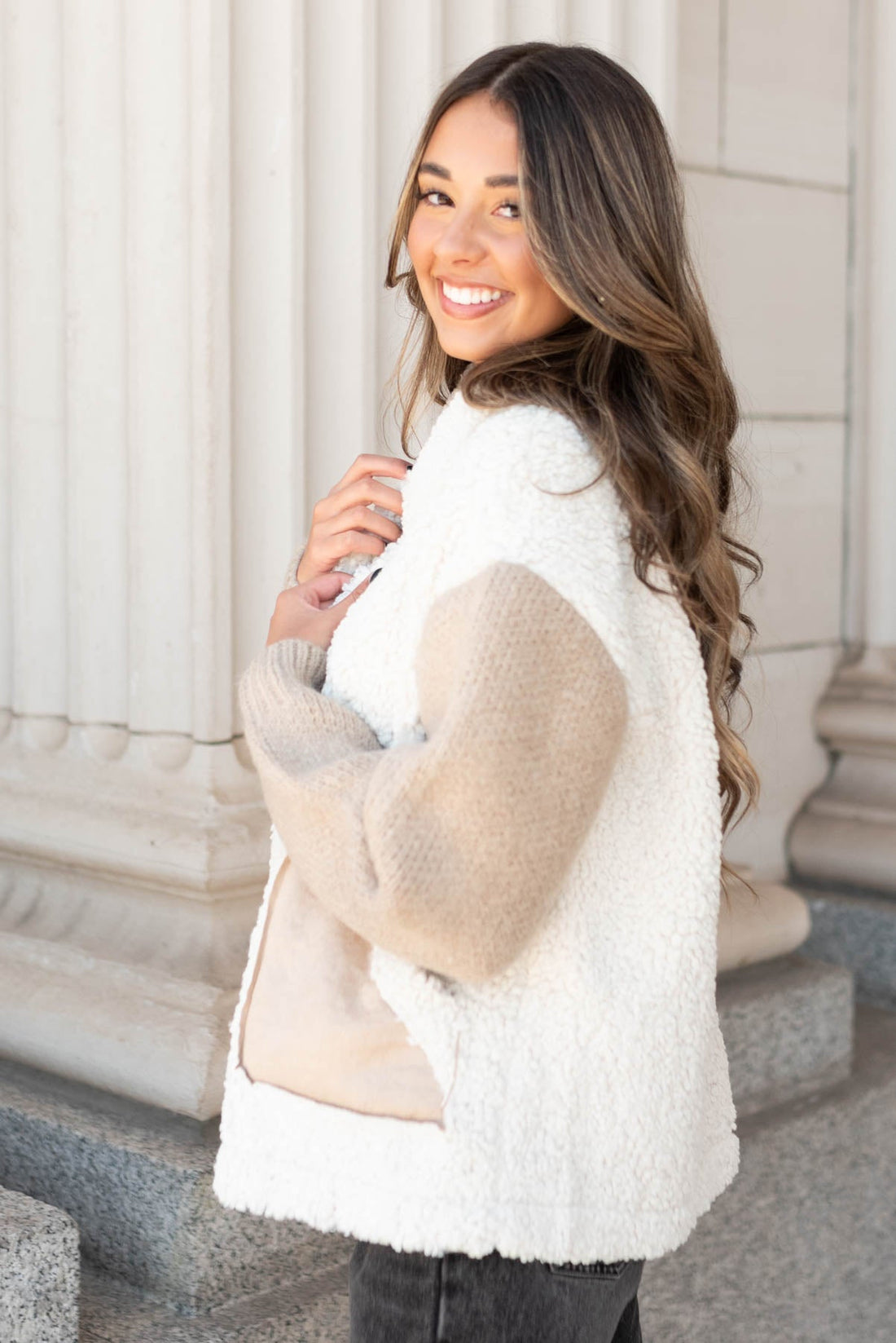Emmelle Taupe Fur Sueded Jacket