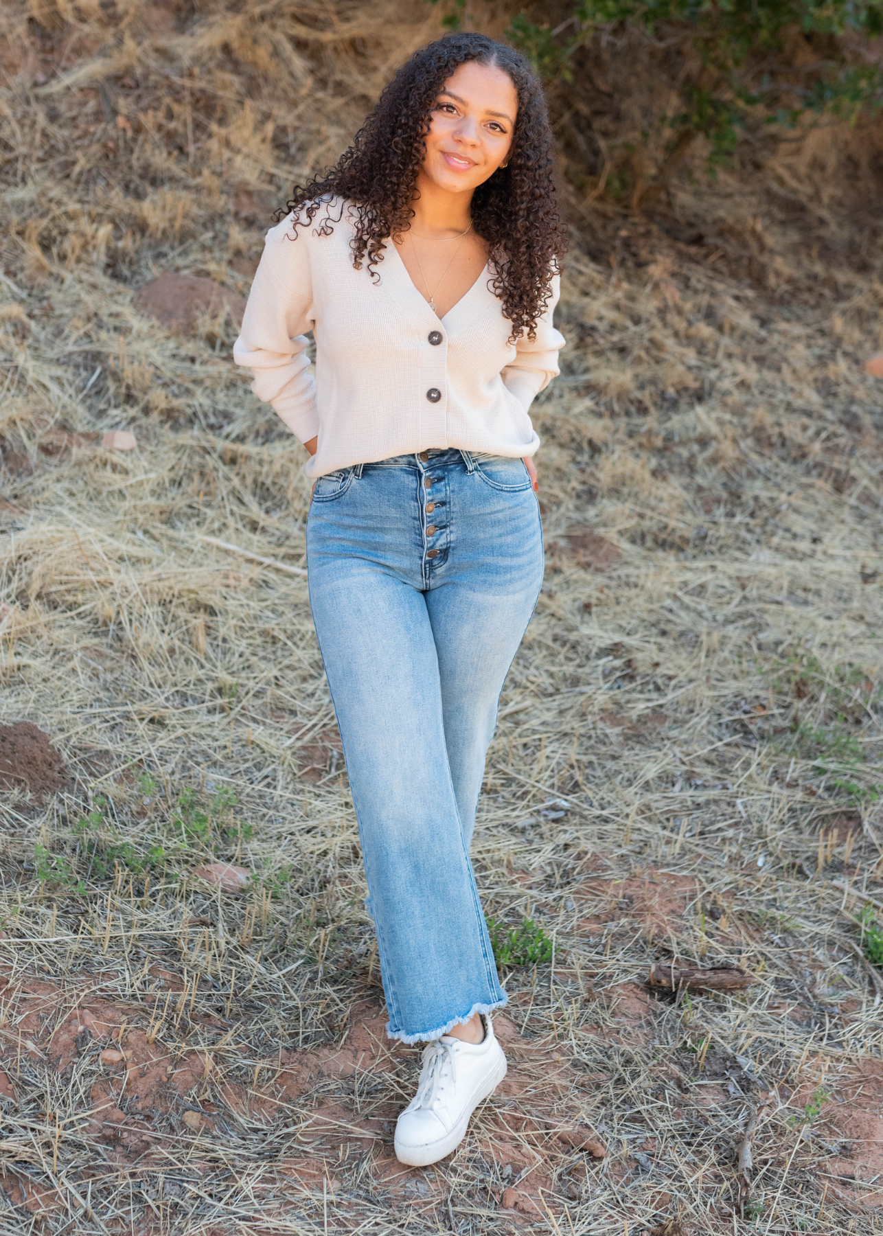Emmy Sand Beige Button Down Cardigan