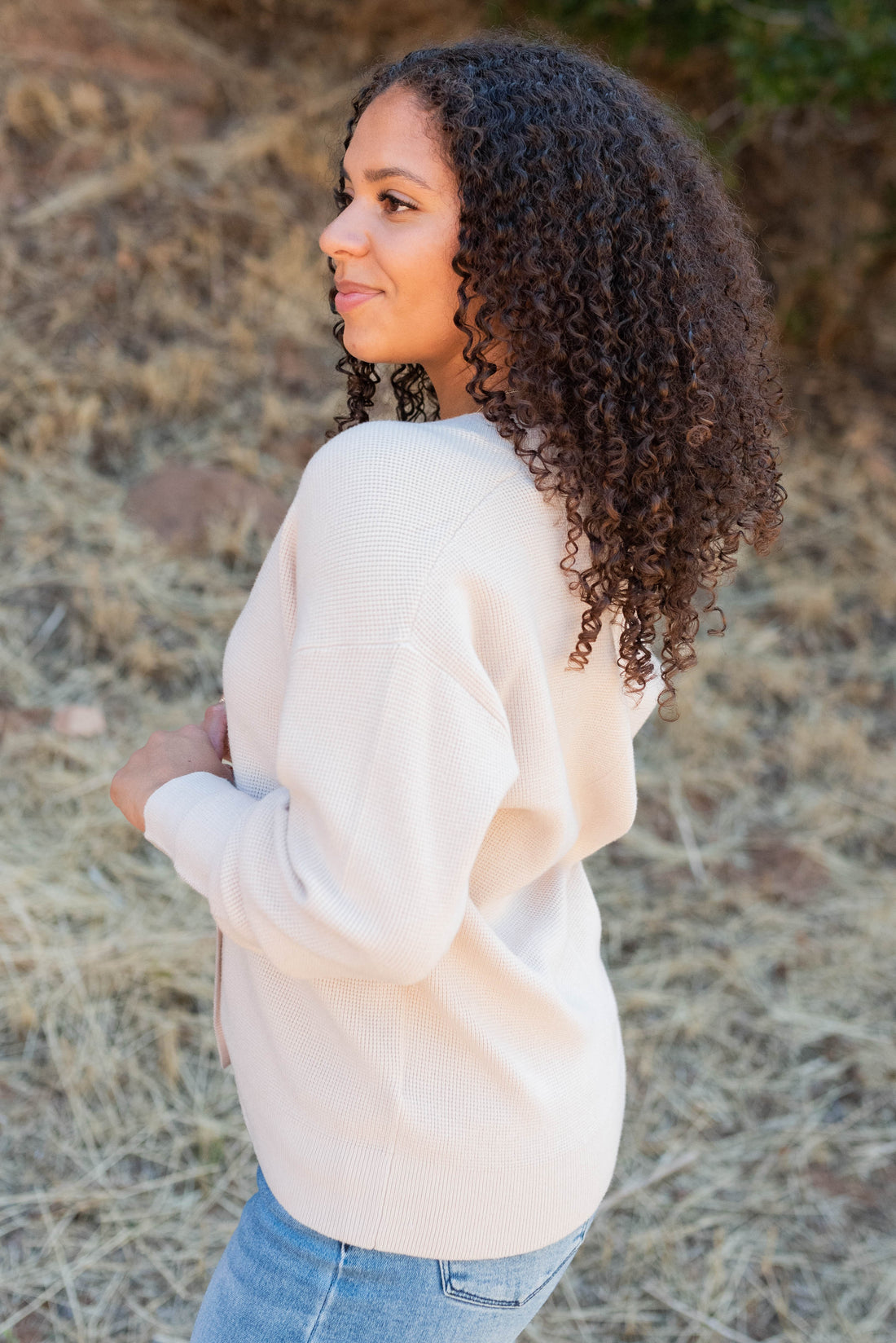 Emmy Sand Beige Button Down Cardigan