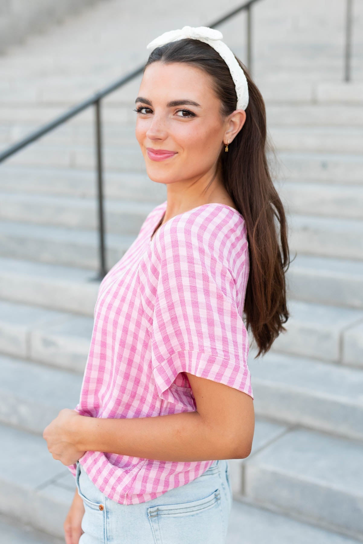 Emory Pink Gingham Top