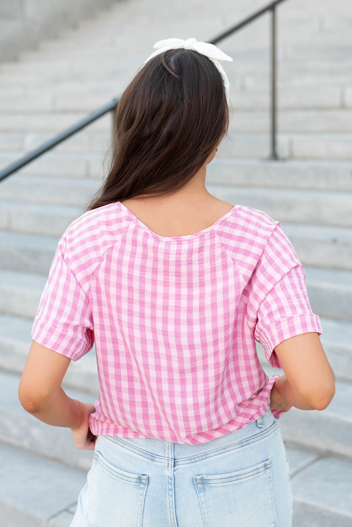 Emory Pink Gingham Top