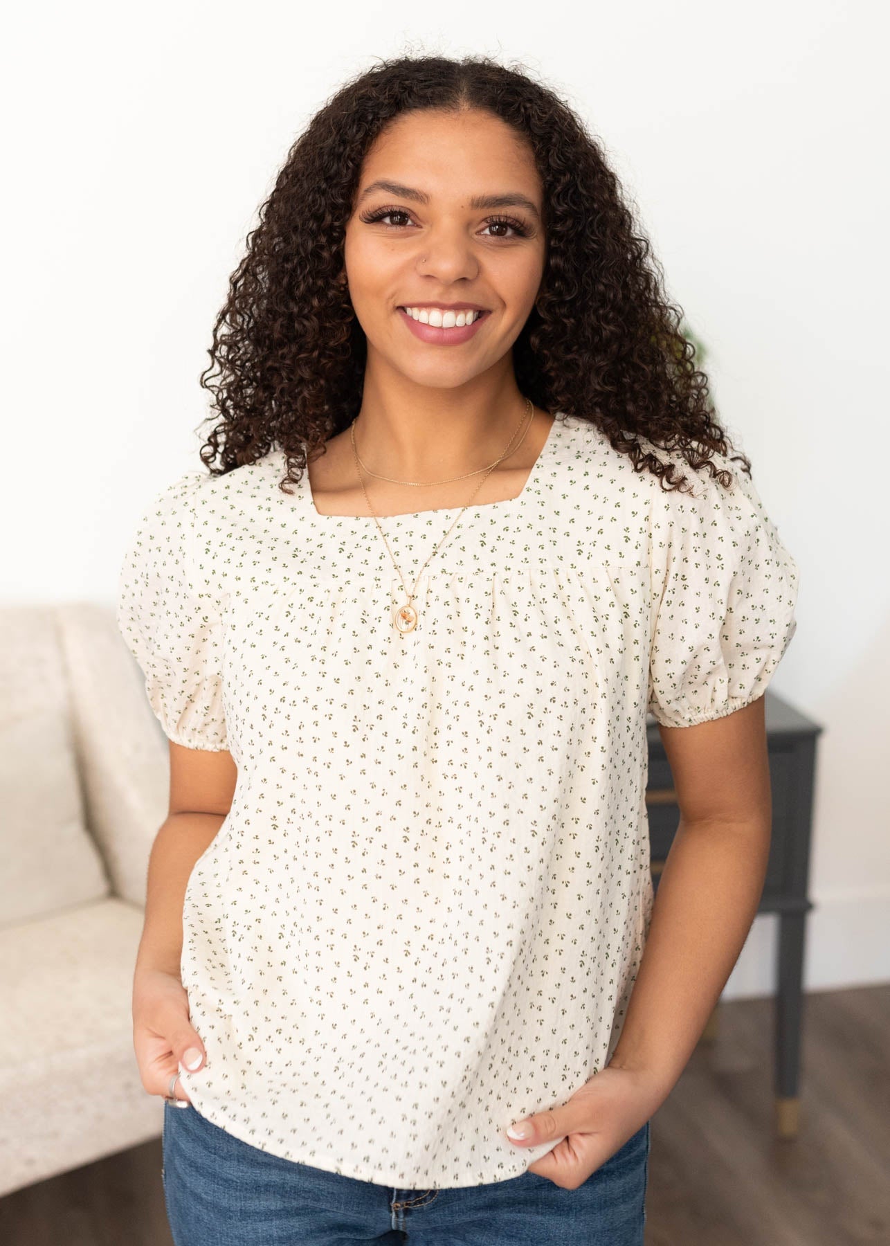Erica Cream Floral Print Blouse