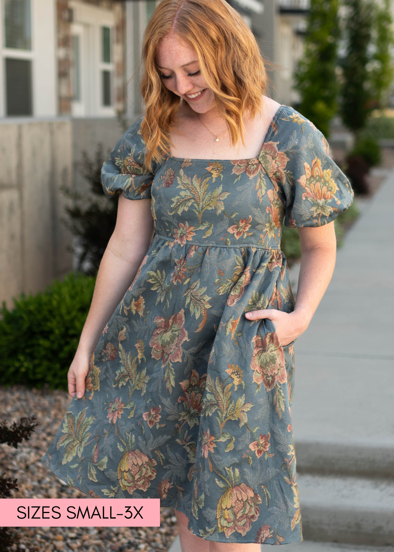Ethel Teal Floral Dress