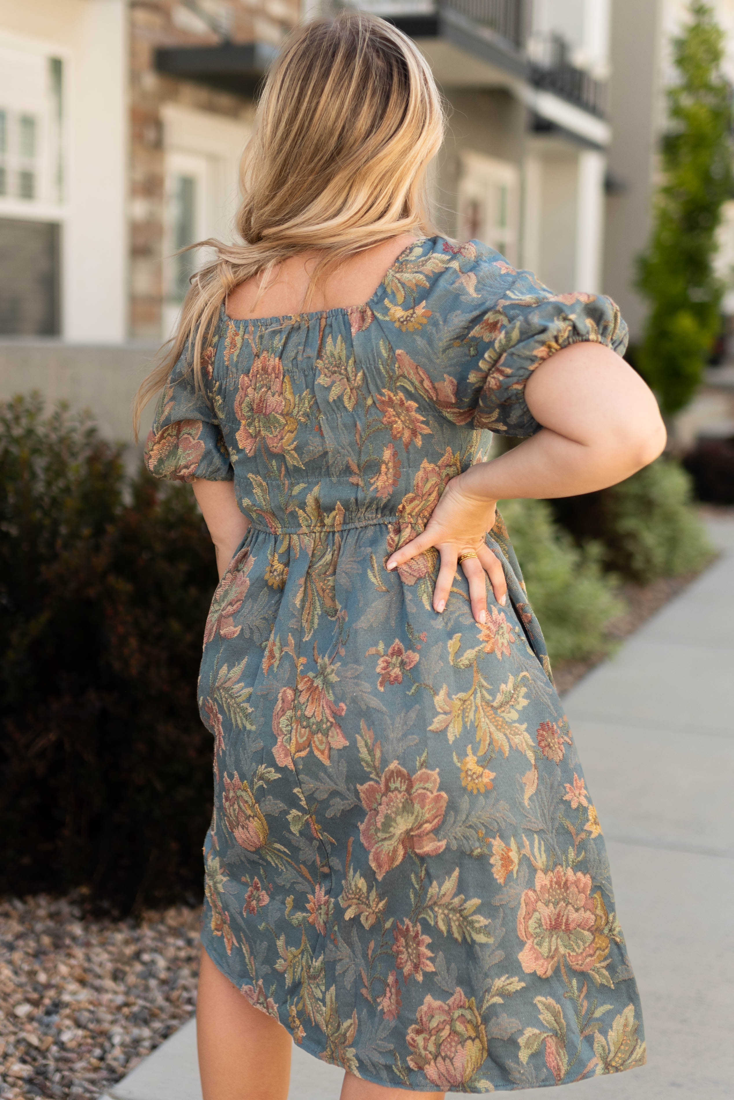 Ethel Teal Floral Dress