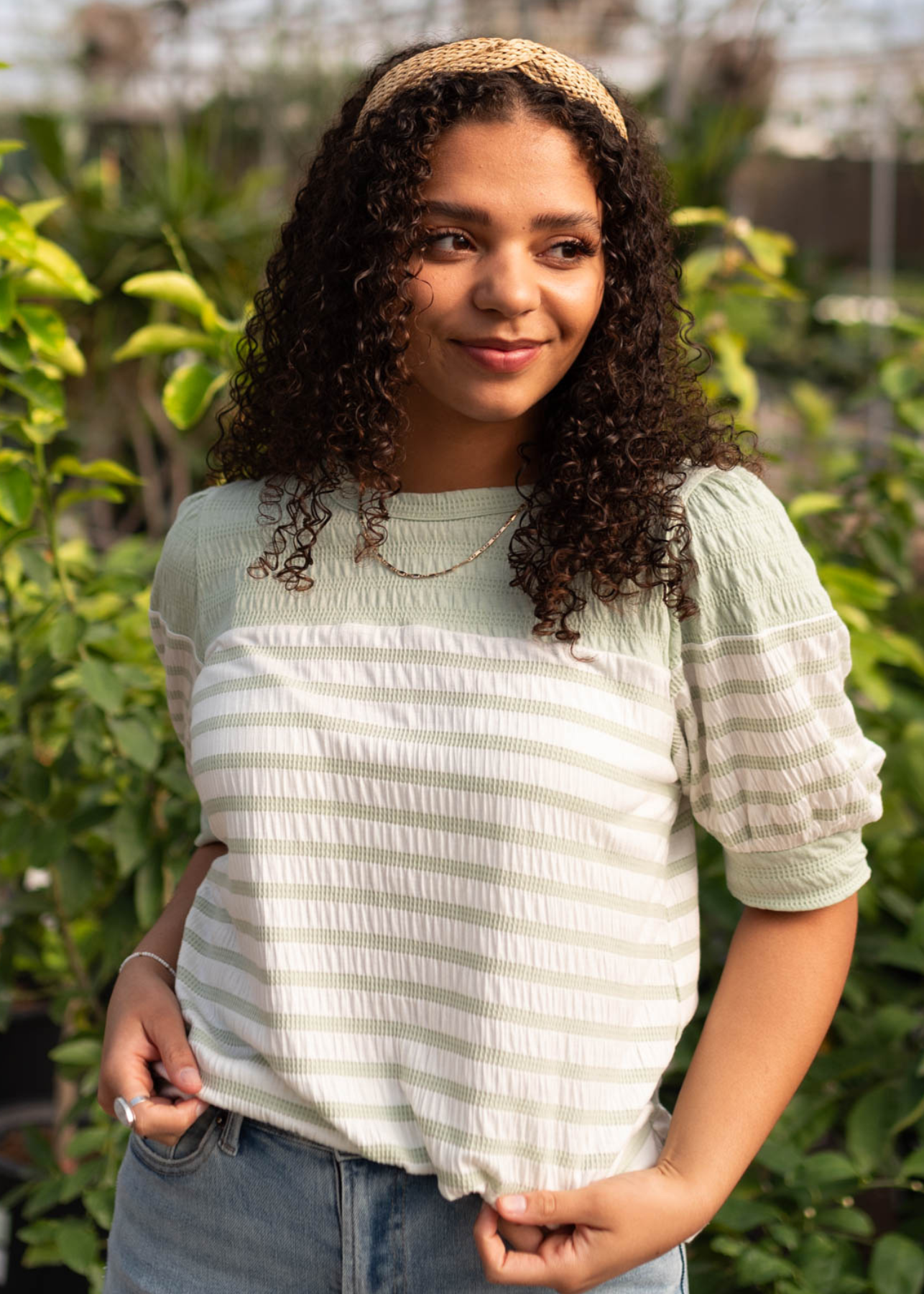 Etty Sage Stripe Top