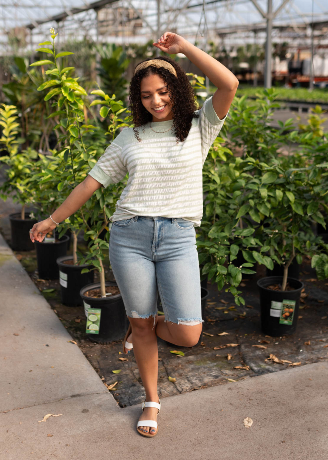 Etty Sage Stripe Top