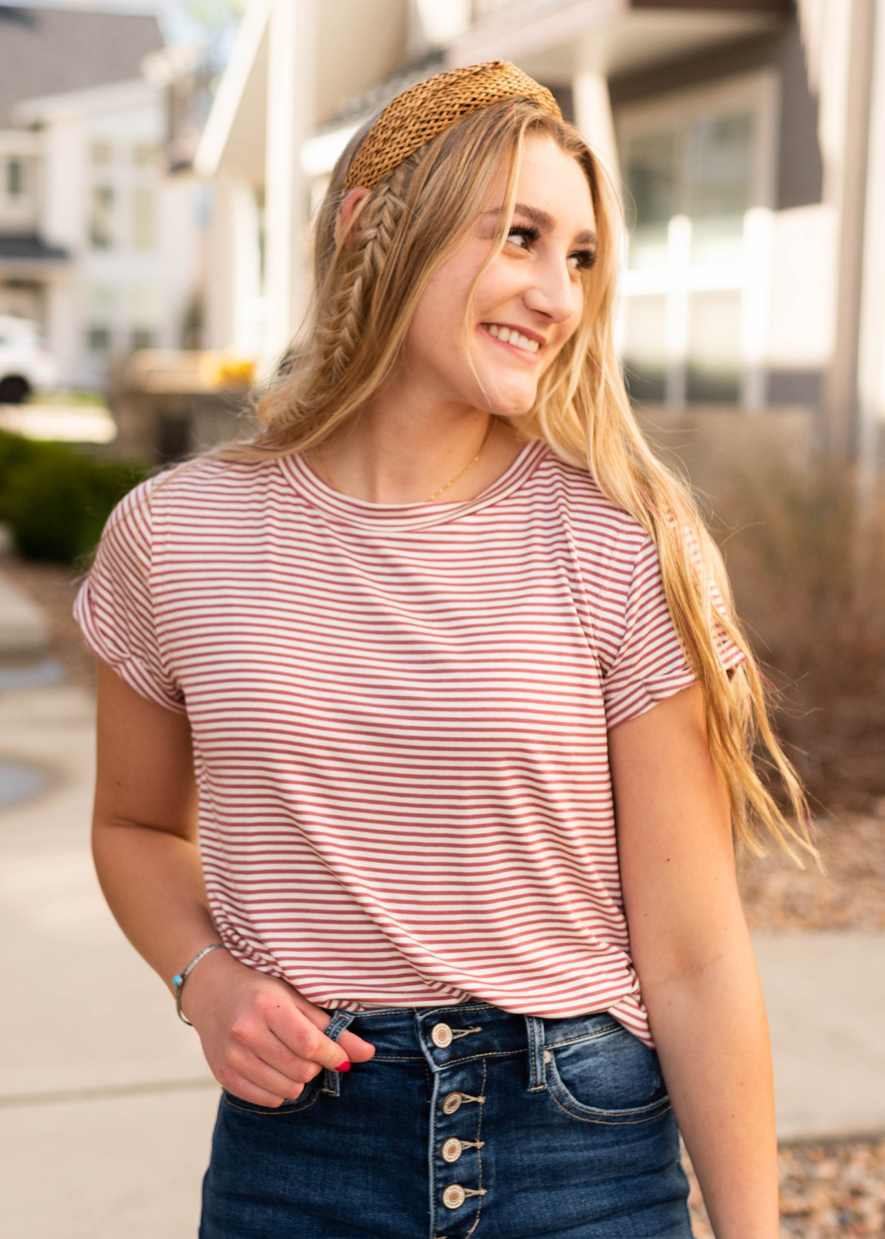 Evalyn Mauve Stripe Top