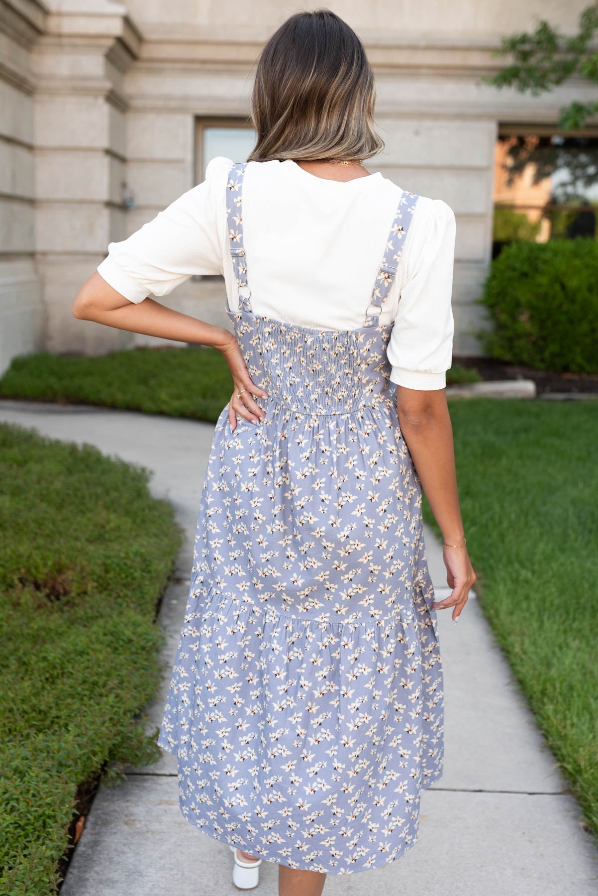 Evie Dusty Blue Jumper Dress
