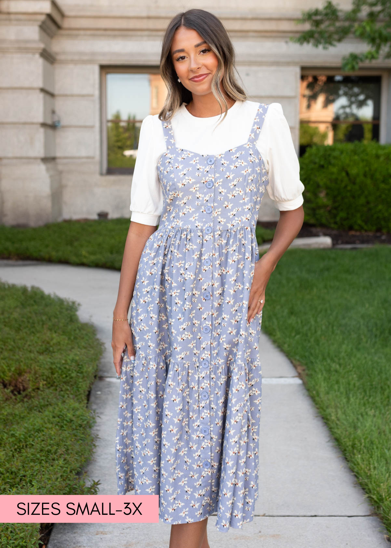Evie Dusty Blue Jumper Dress
