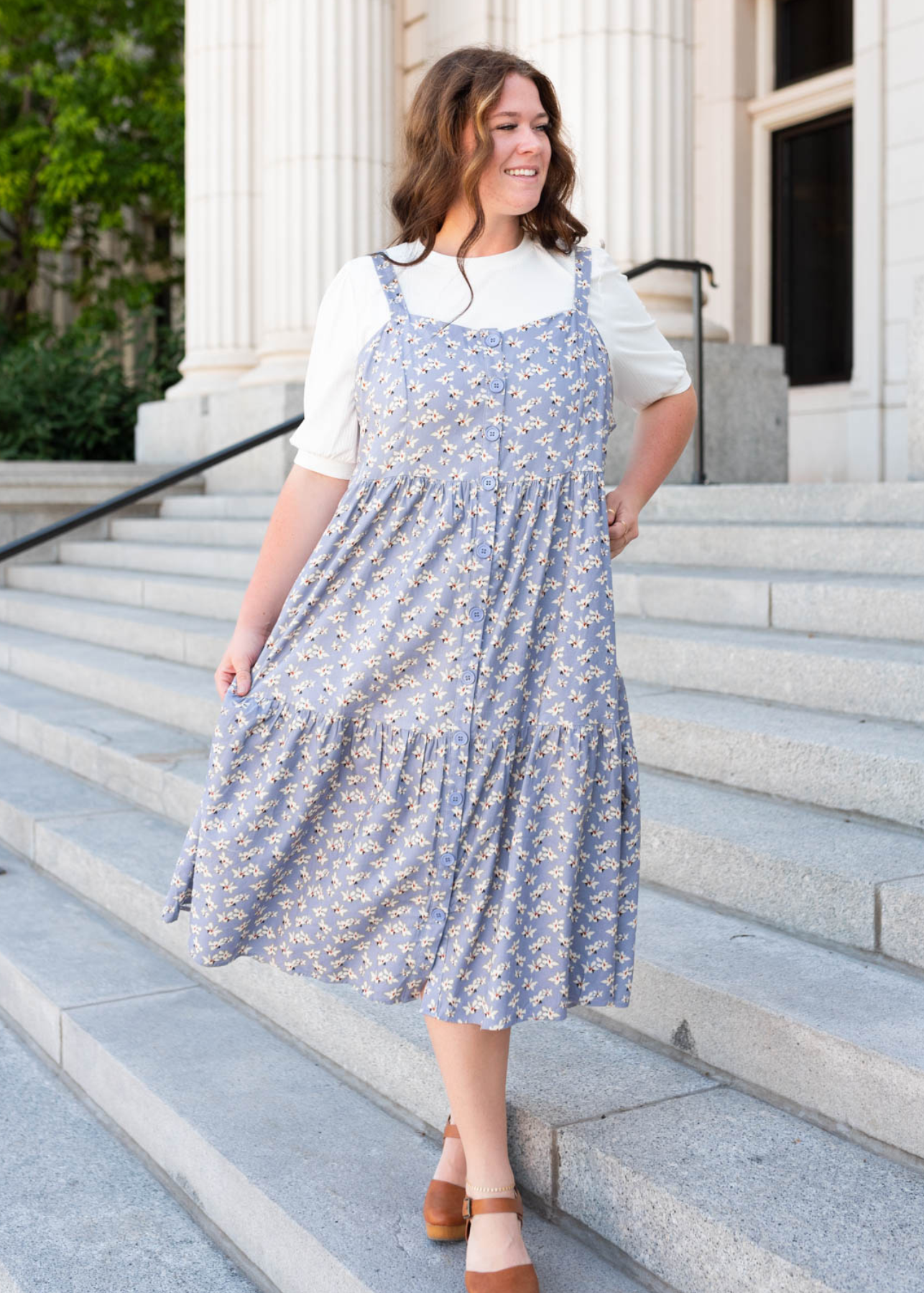 Evie Dusty Blue Jumper Dress