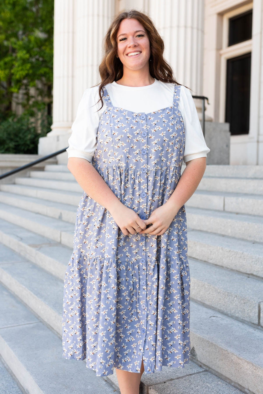 Evie Dusty Blue Jumper Dress