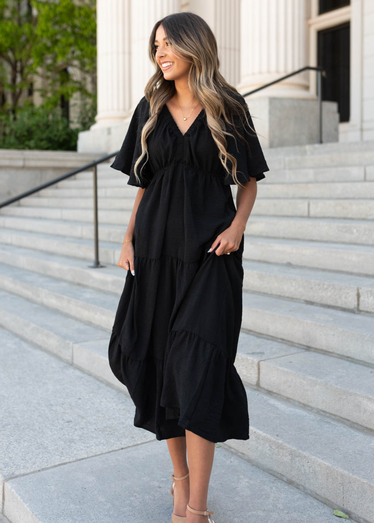 Florence Black Tiered Maxi Dress