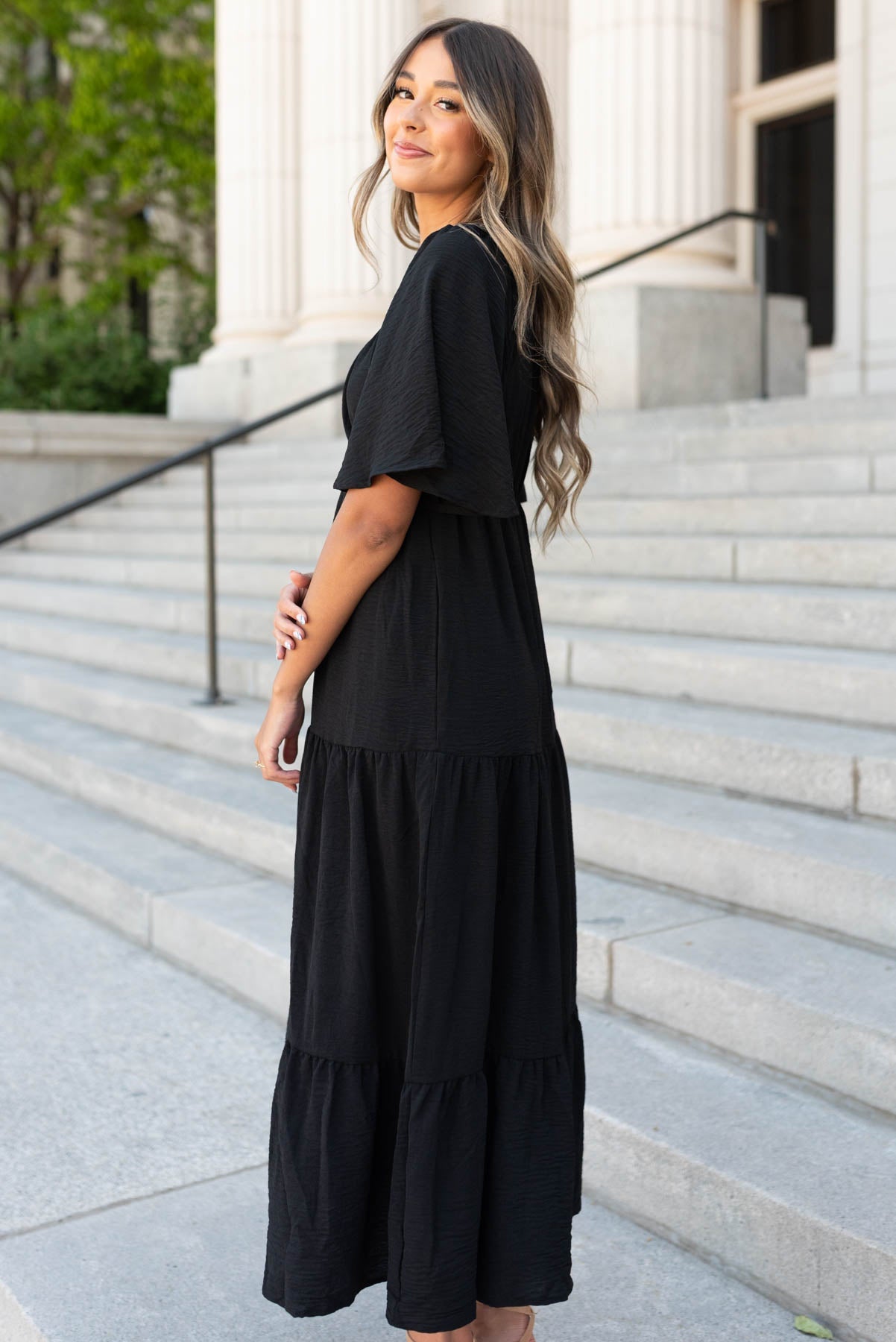 Florence Black Tiered Maxi Dress