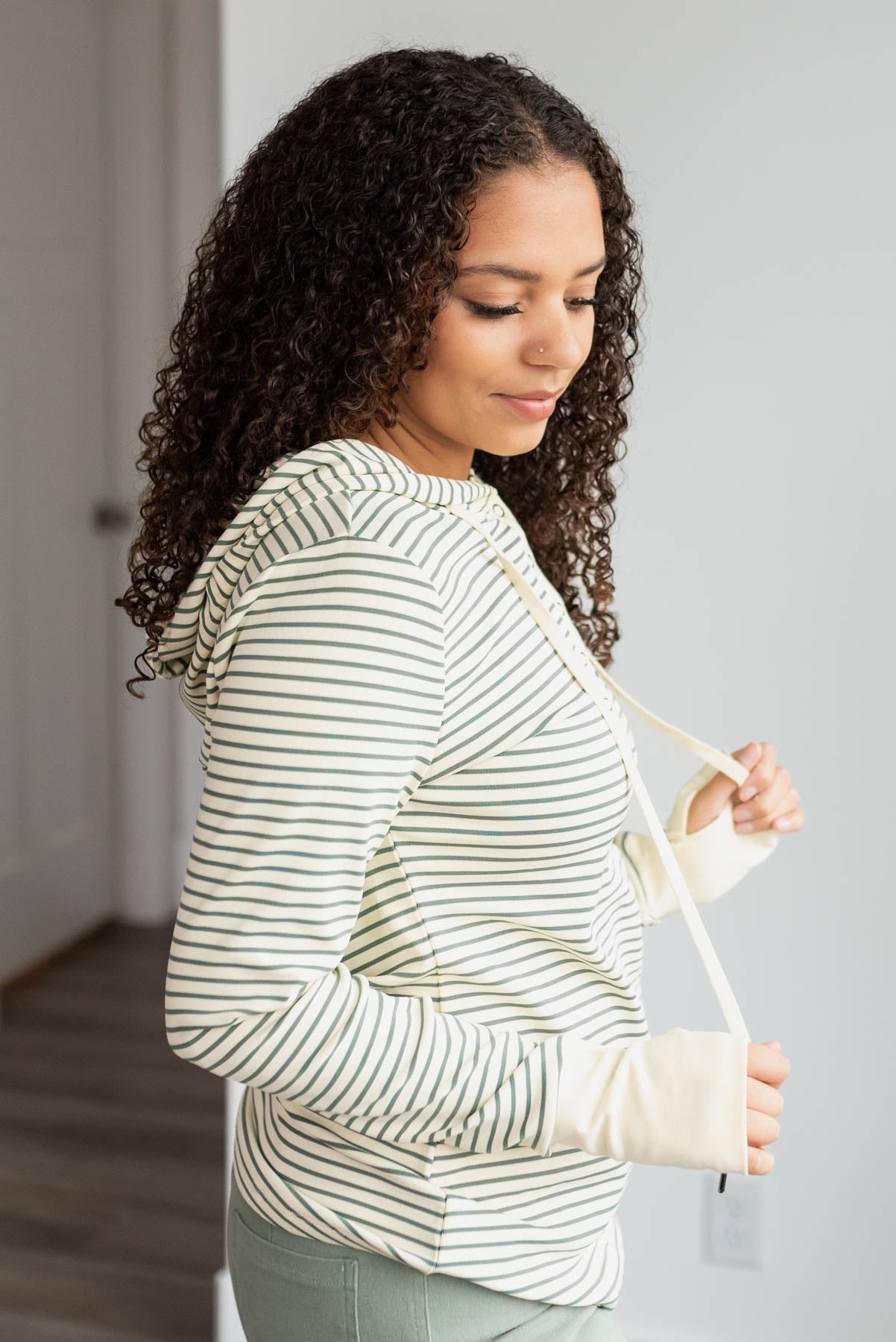 Georgia Green Stripe Hooded Pullover