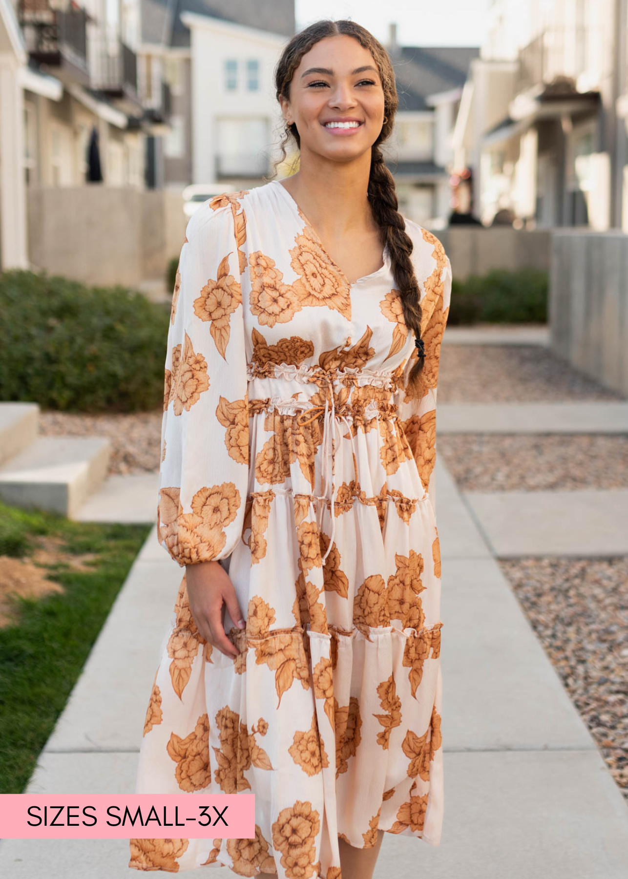 GraceAnne Beige Floral Dress