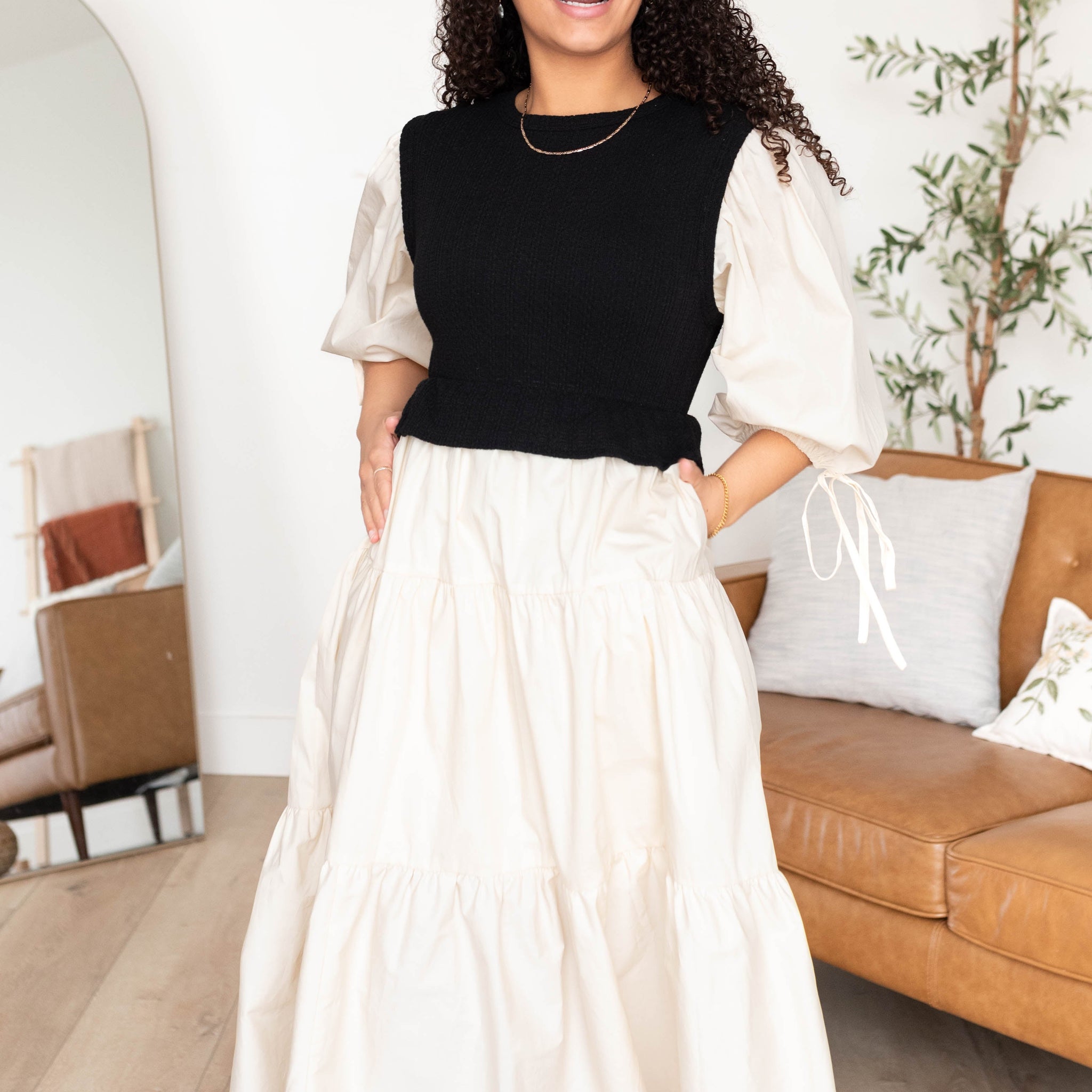 Hannah Black Sweater Vest Dress