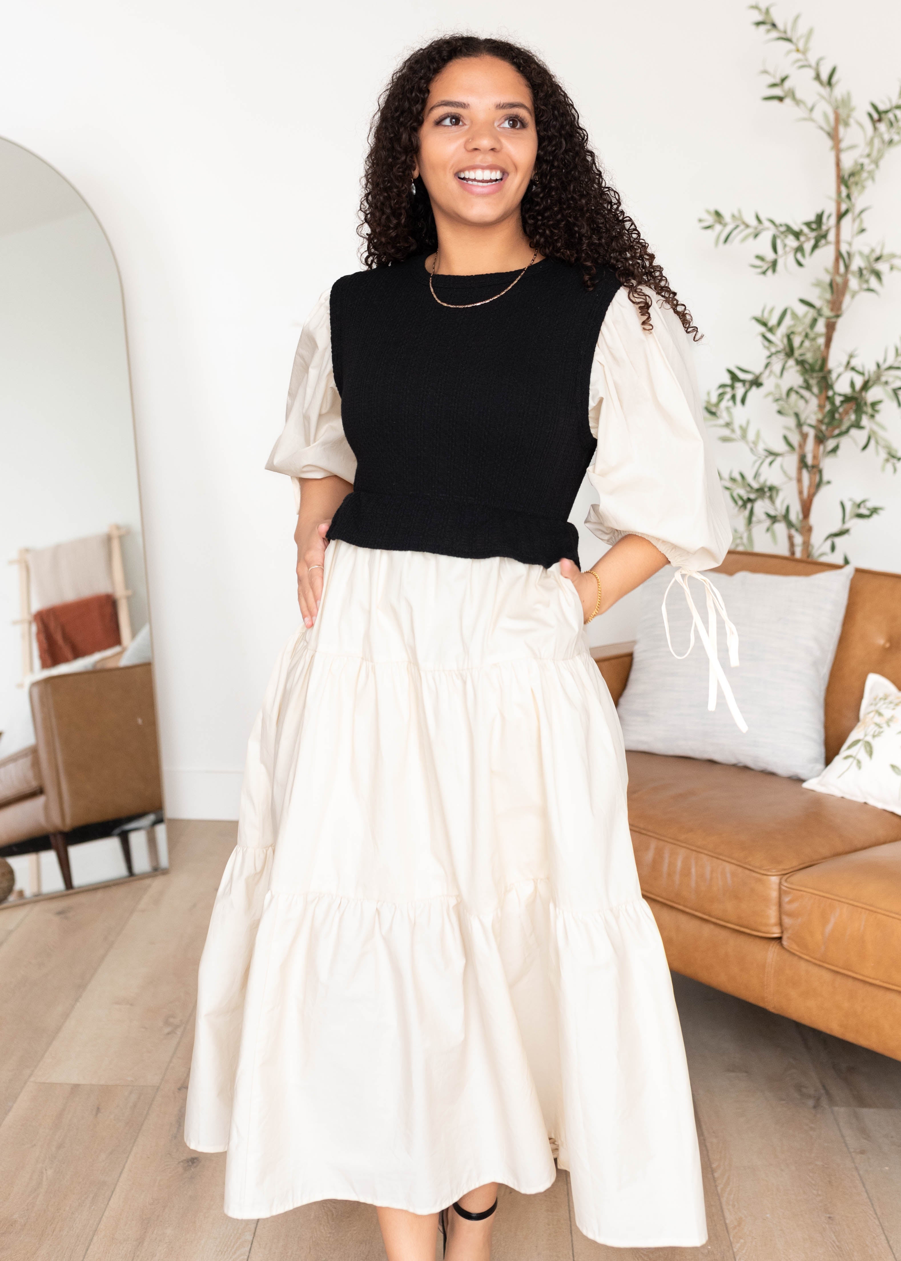 Hannah Black Sweater Vest Dress
