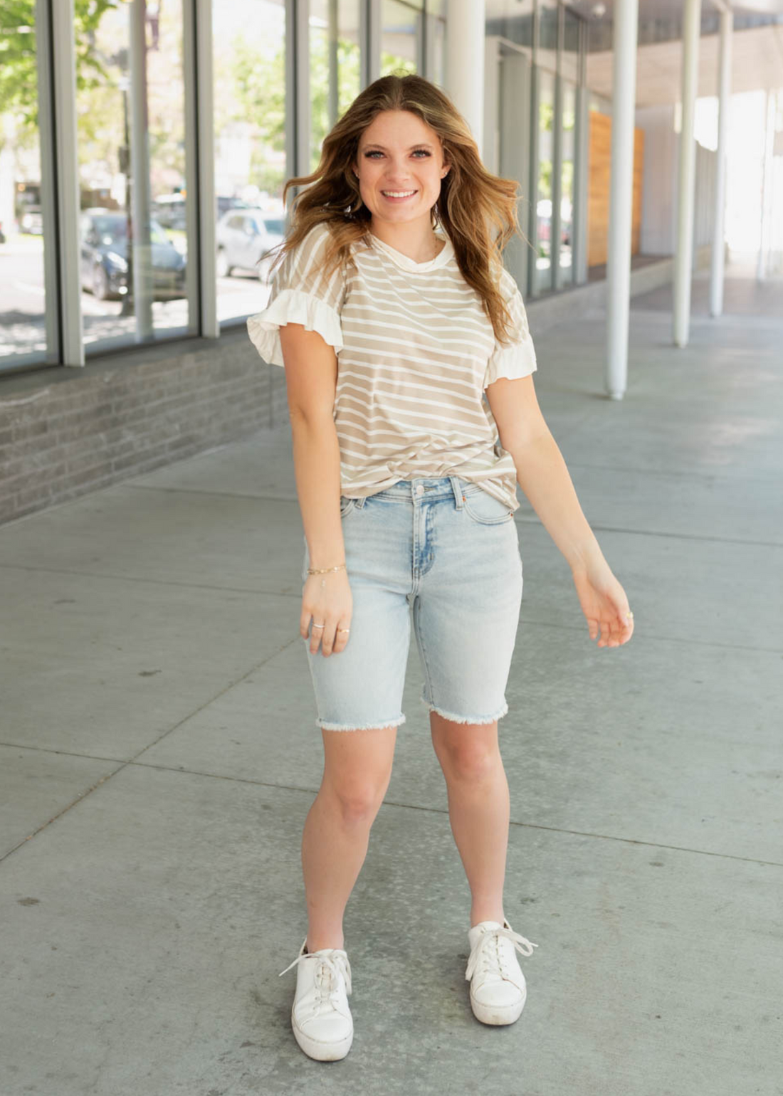 Hannah Taupe Stripe Top