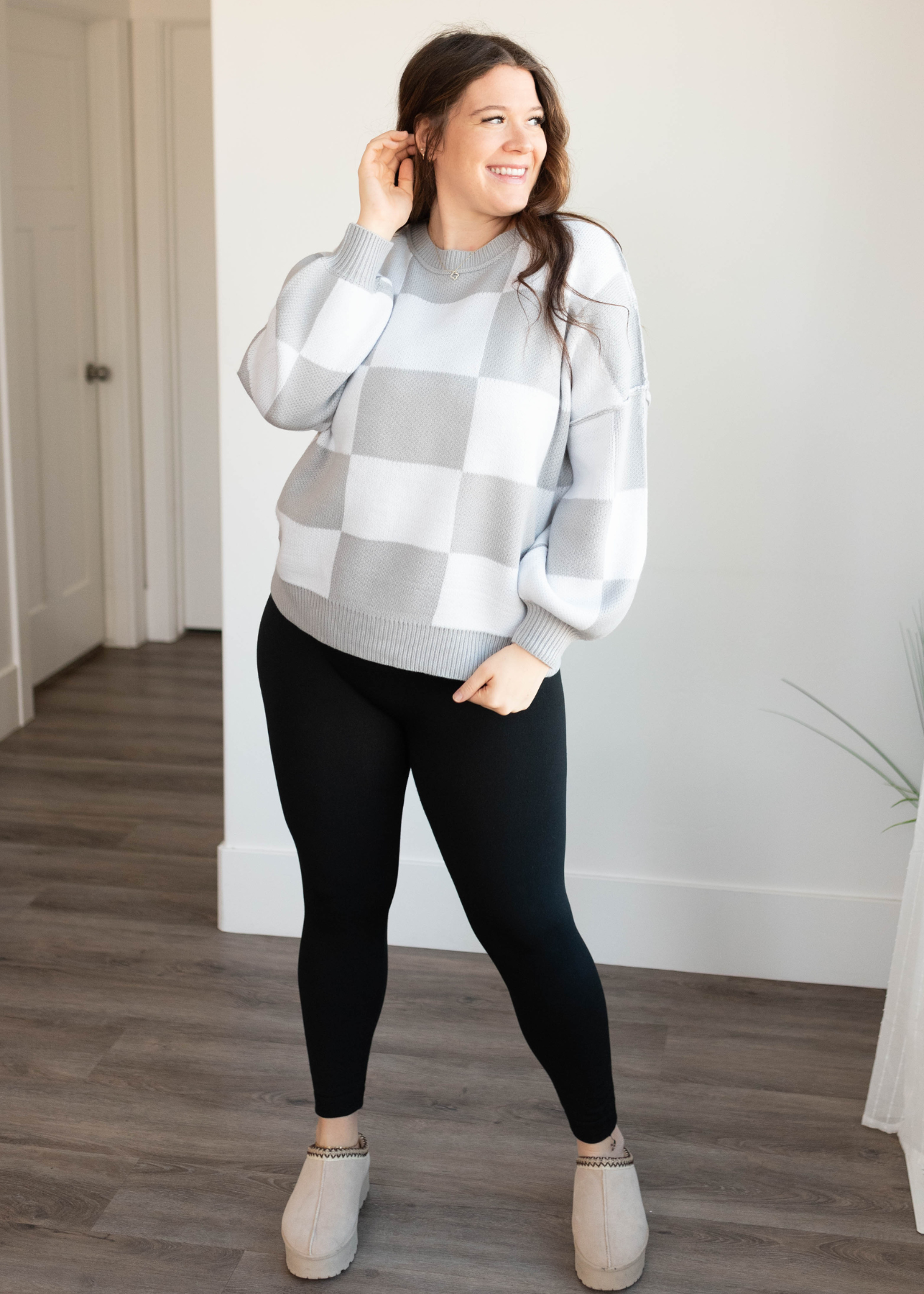 Harley Gray Checkered Sweater