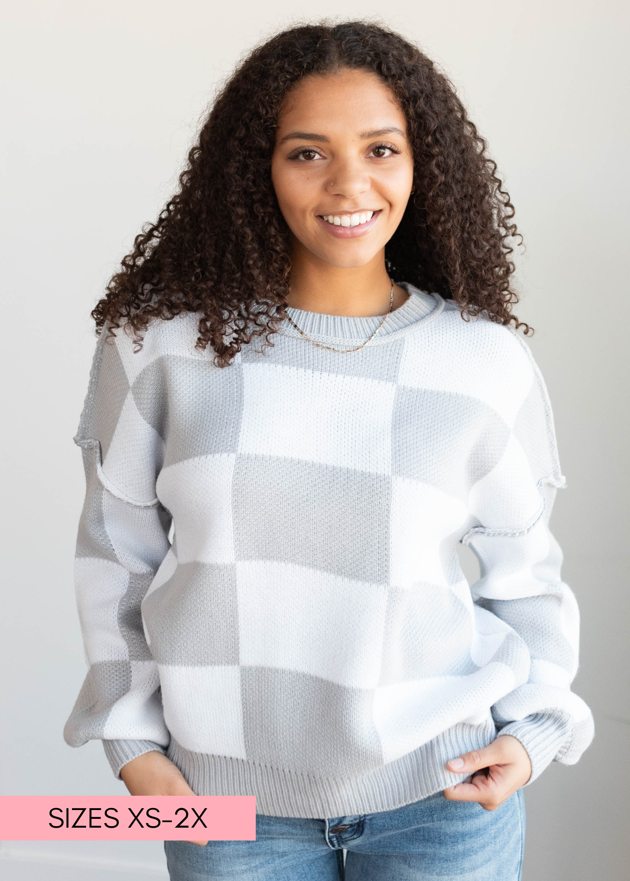 Harley Gray Checkered Sweater