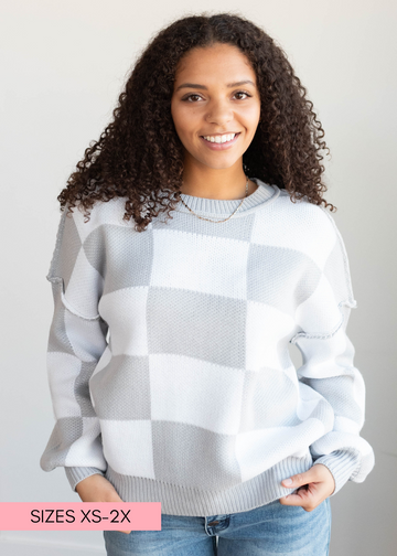 Harley Gray Checkered Sweater