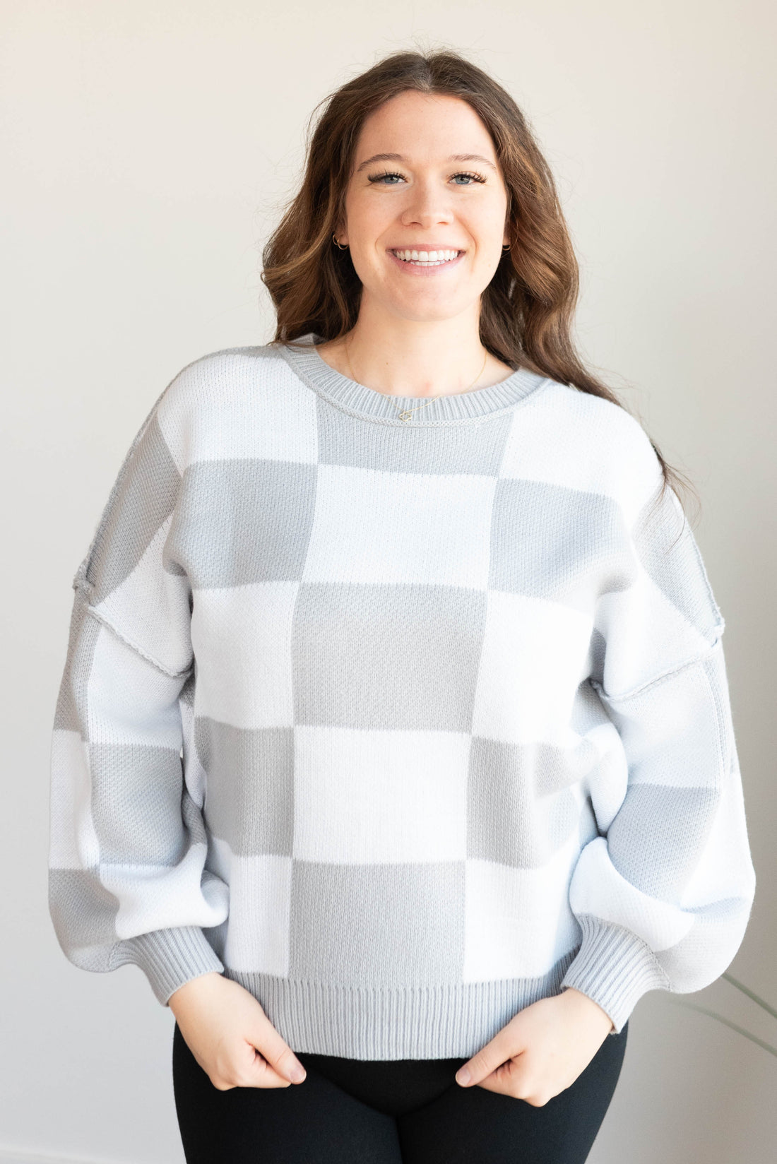 Harley Gray Checkered Sweater