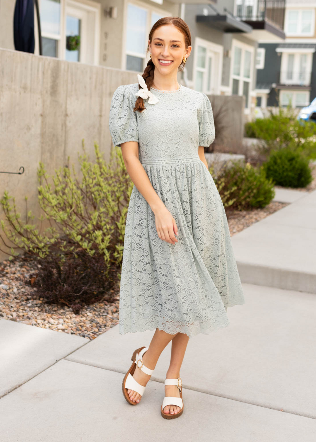 Harley Sage Blue Lace Dress