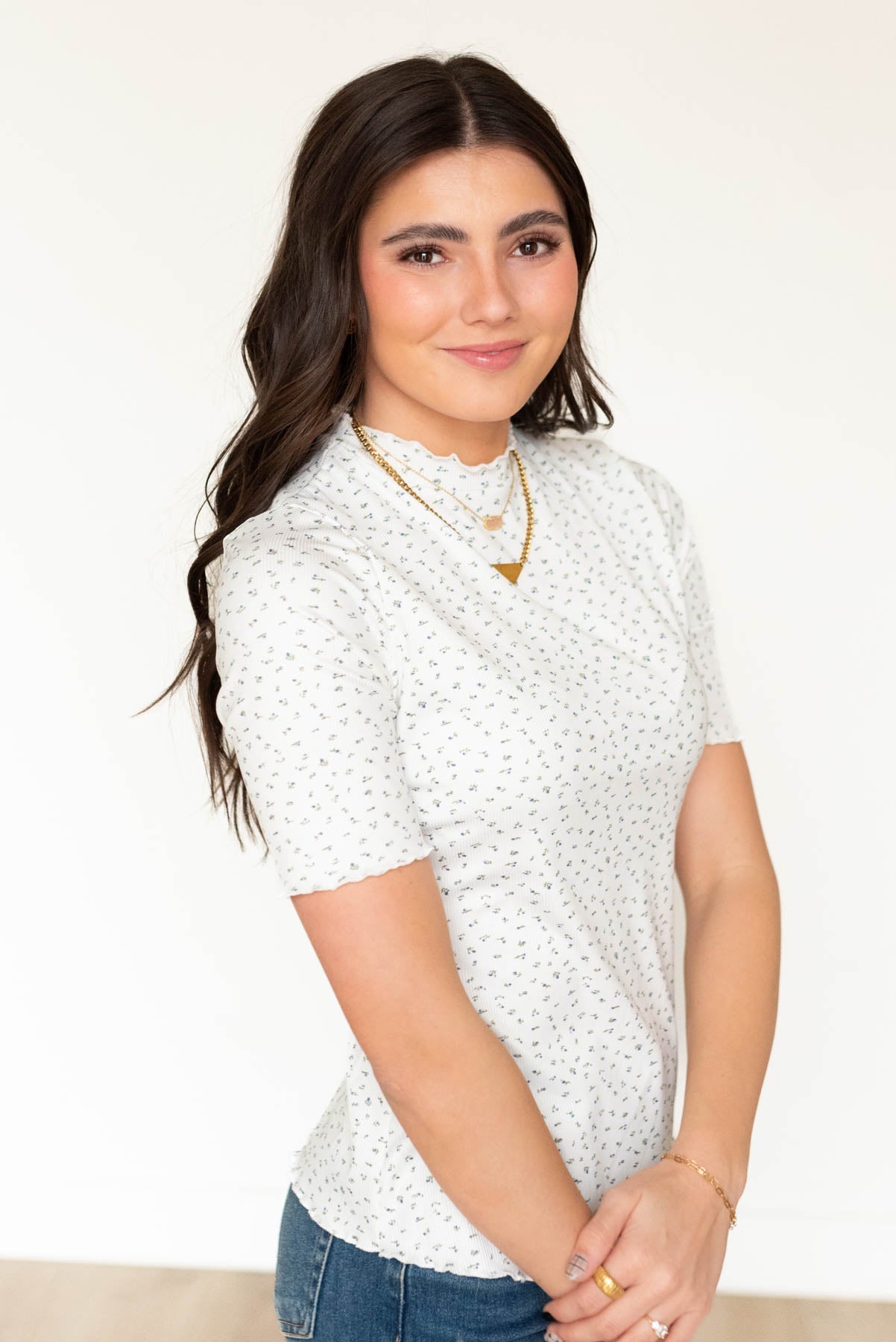 Harmony Ivory Floral Ruffle Top