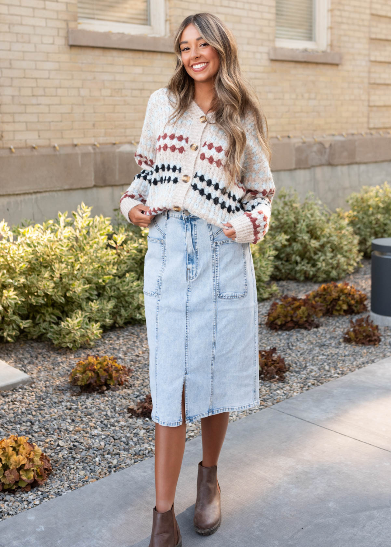Hattie Taupe Pattern Cardigan