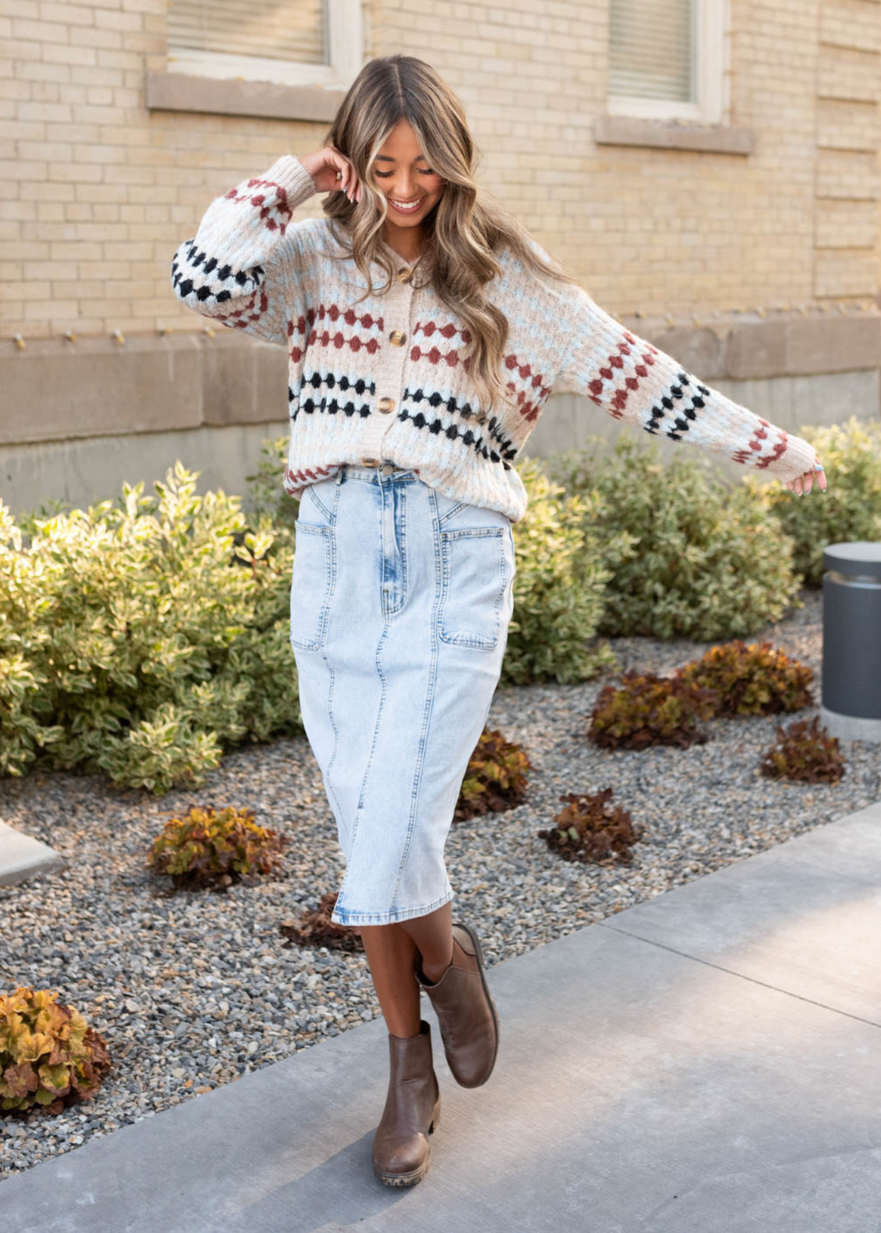 Hattie Taupe Pattern Cardigan