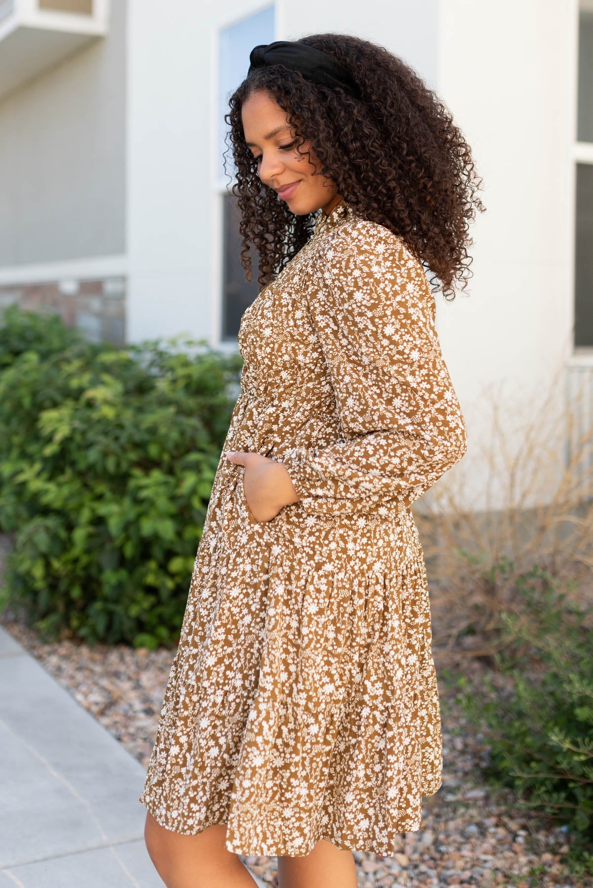 Helen Chestnut Floral Smocked Dress