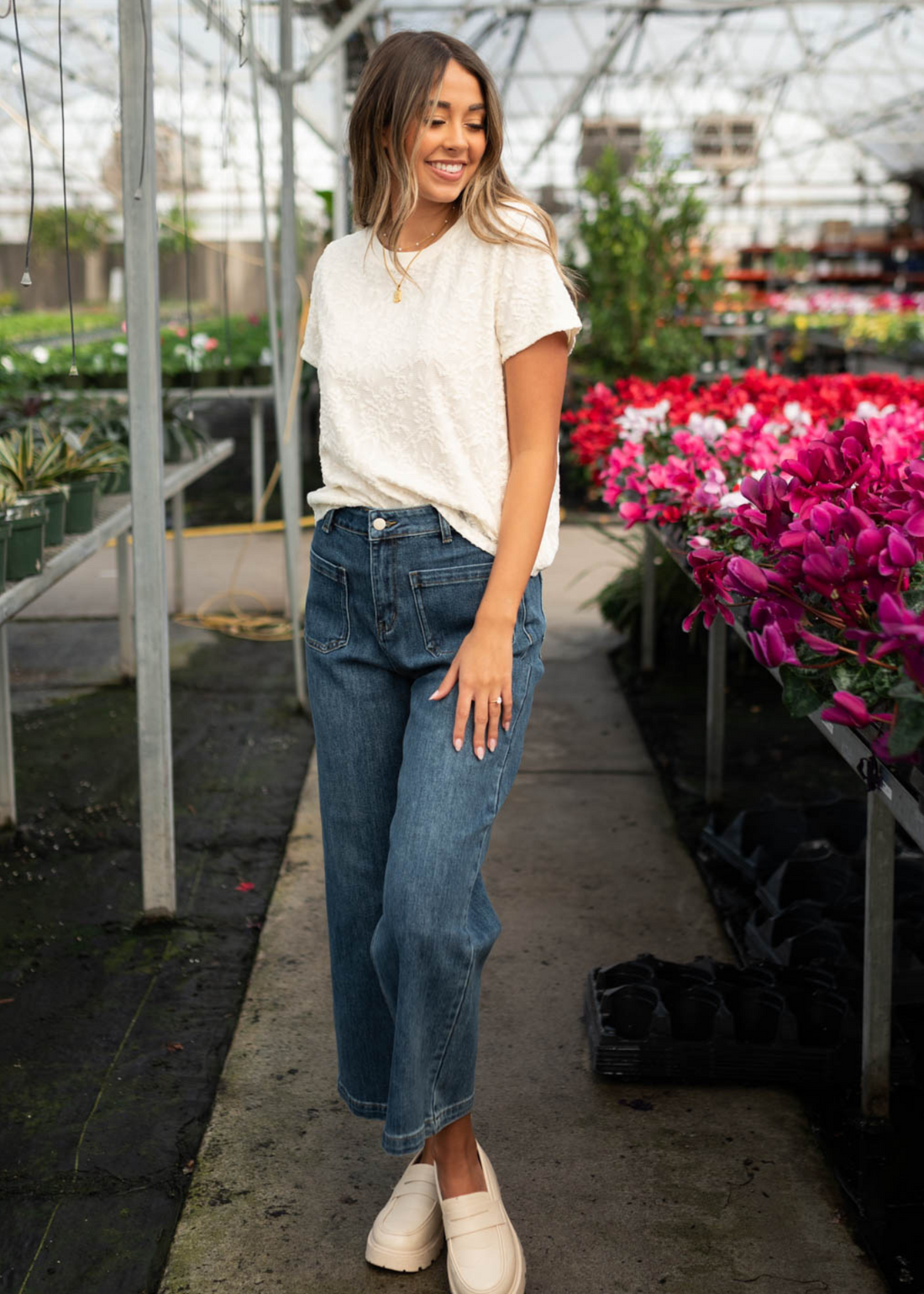 Holly Ivory Floral Textured Top