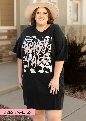 Howdy Y'all Charcoal T-Shirt Dress