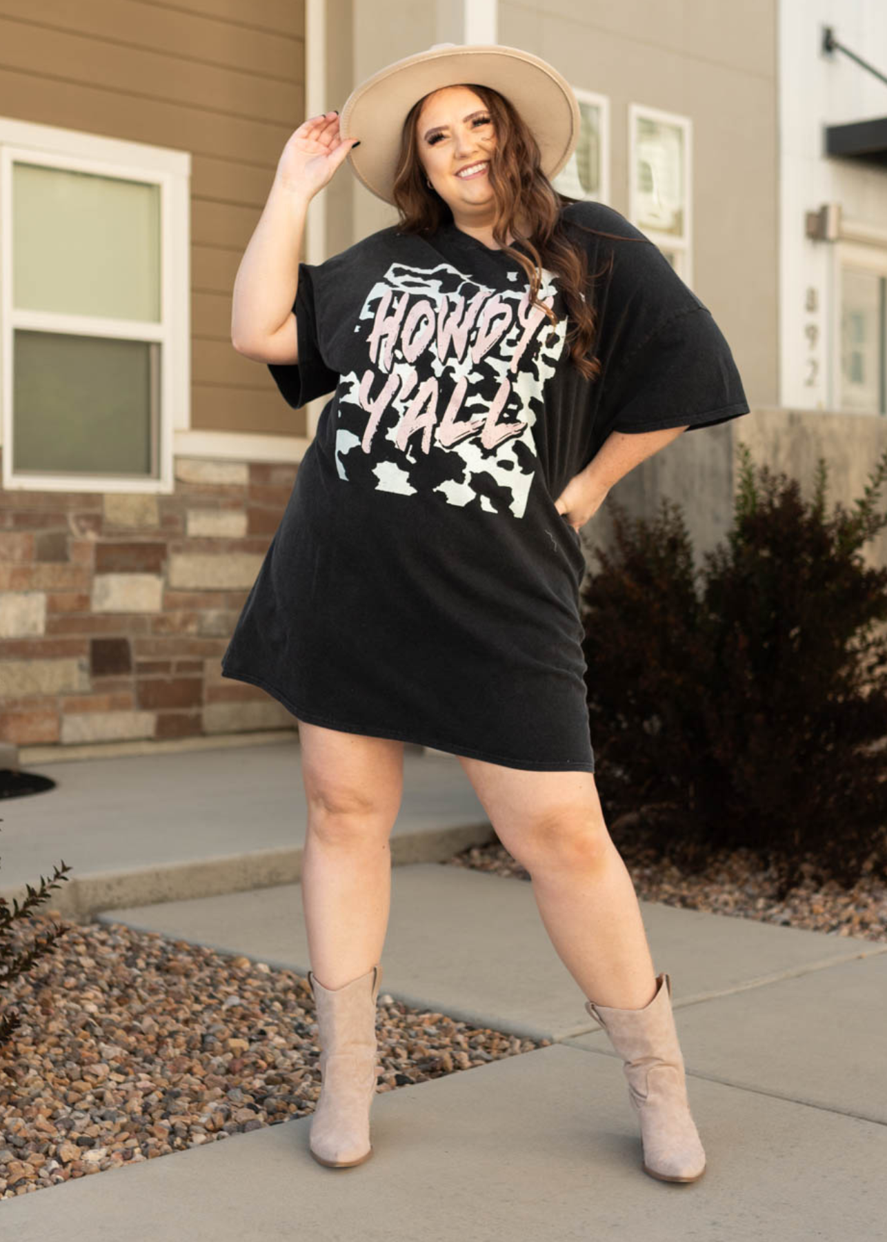 Howdy Y'all Charcoal T-Shirt Dress