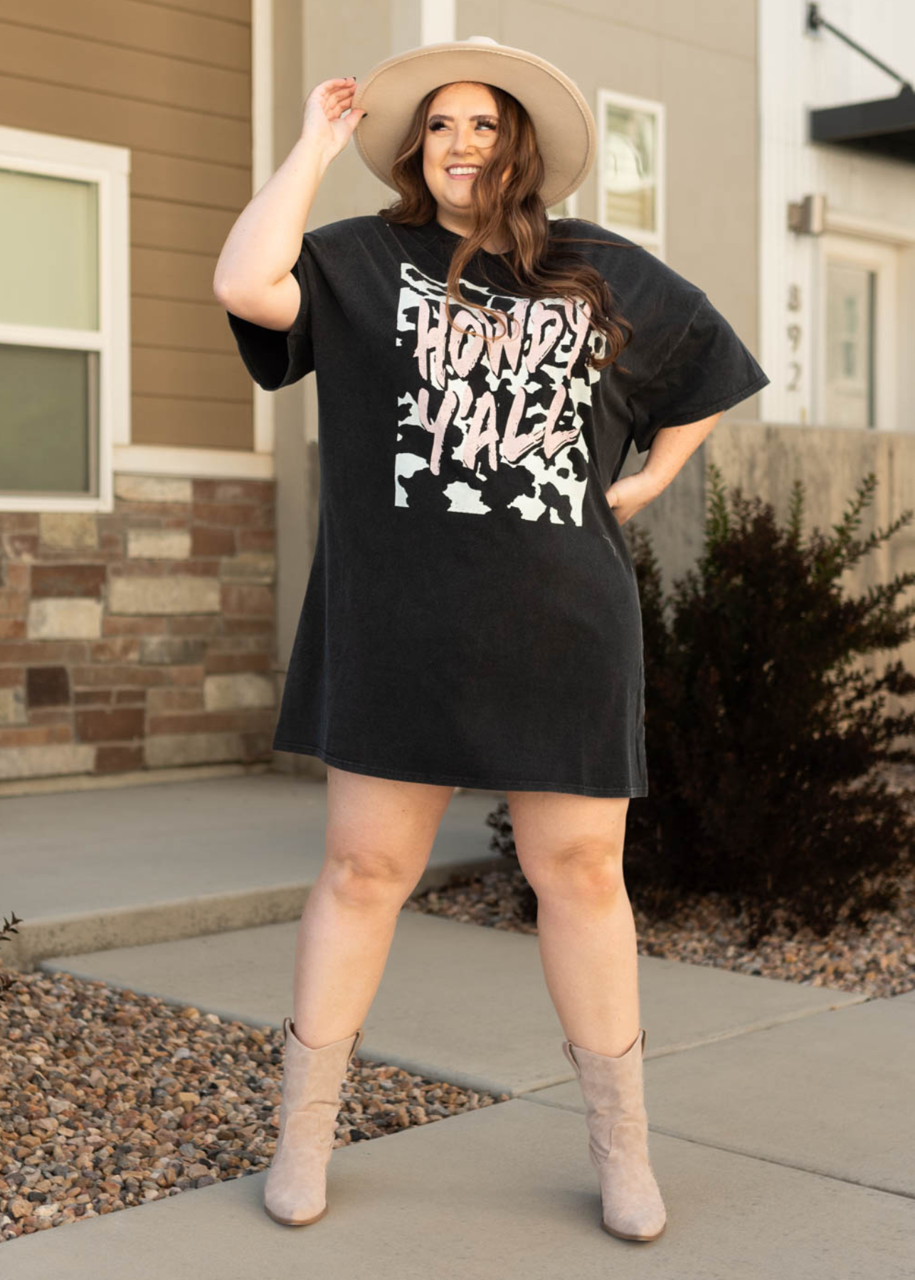 Howdy Y'all Charcoal T-Shirt Dress