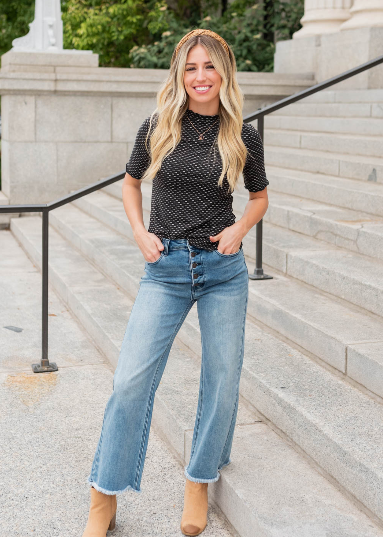 Idelle Black Dot Texture Top