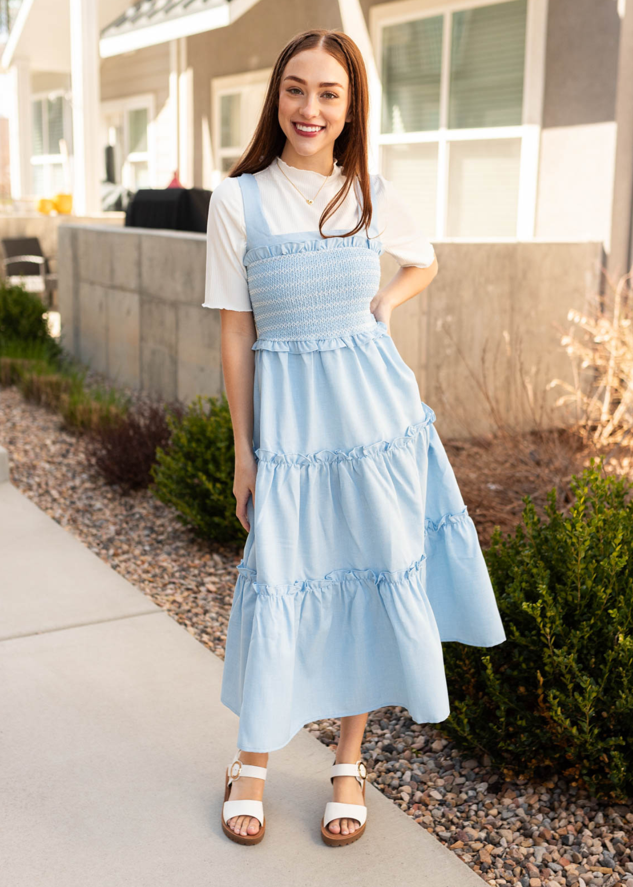 Ilana Blue Square Neck Dress