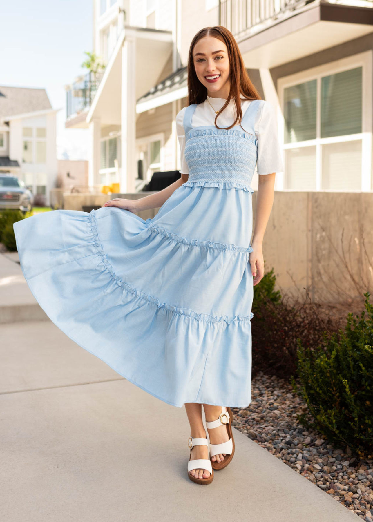 Ilana Blue Square Neck Dress