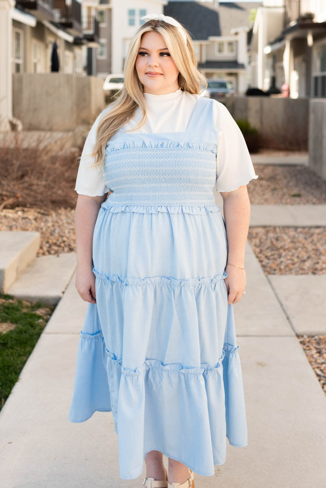 Ilana Blue Square Neck Dress