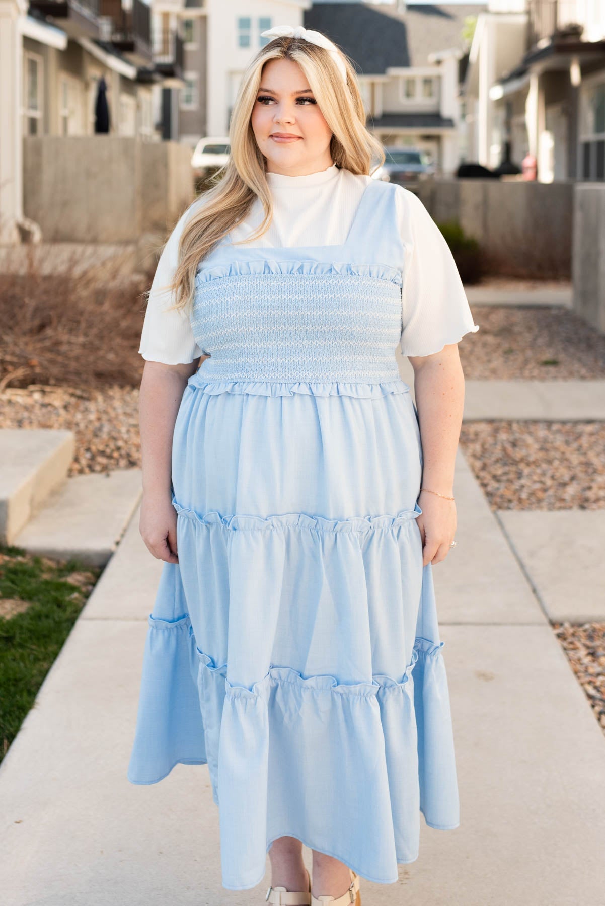 Ilana Blue Square Neck Dress