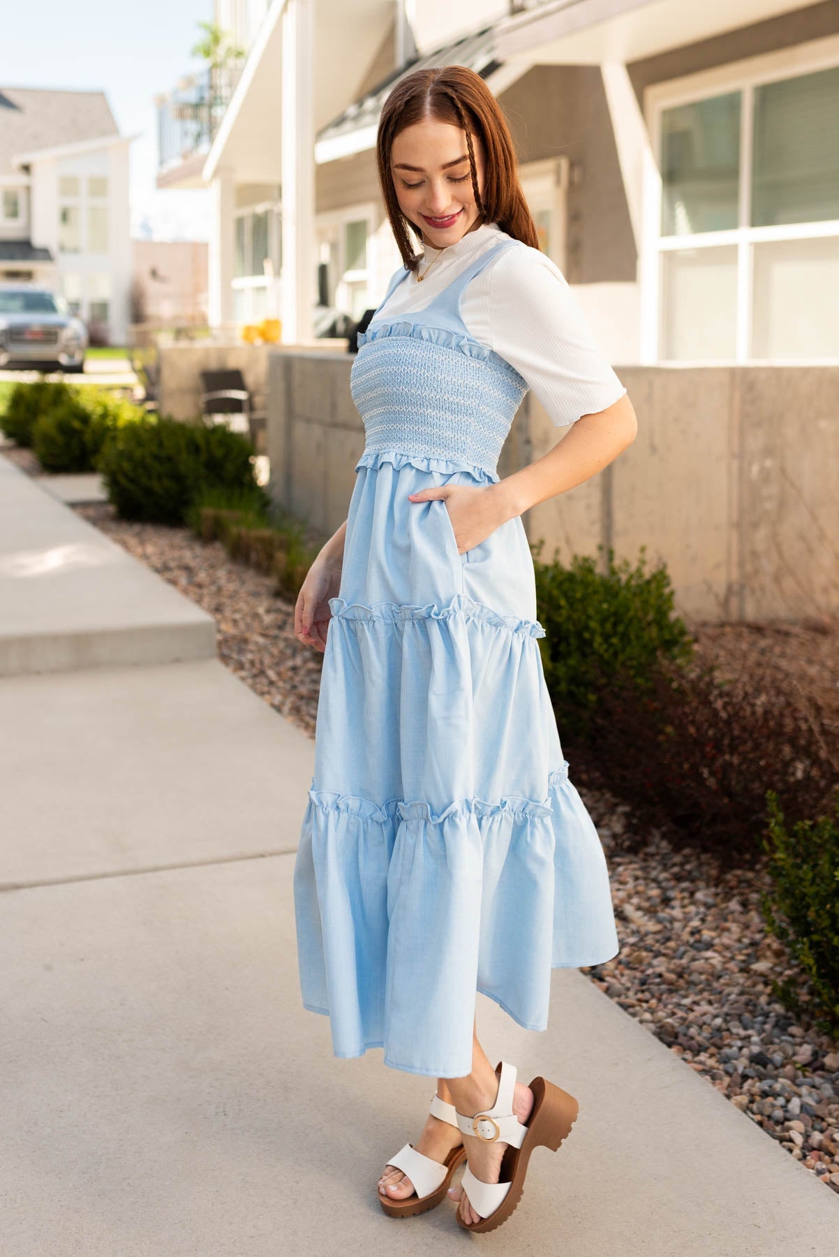Ilana Blue Square Neck Dress