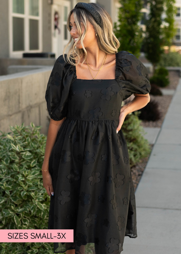 India Black Floral Dress